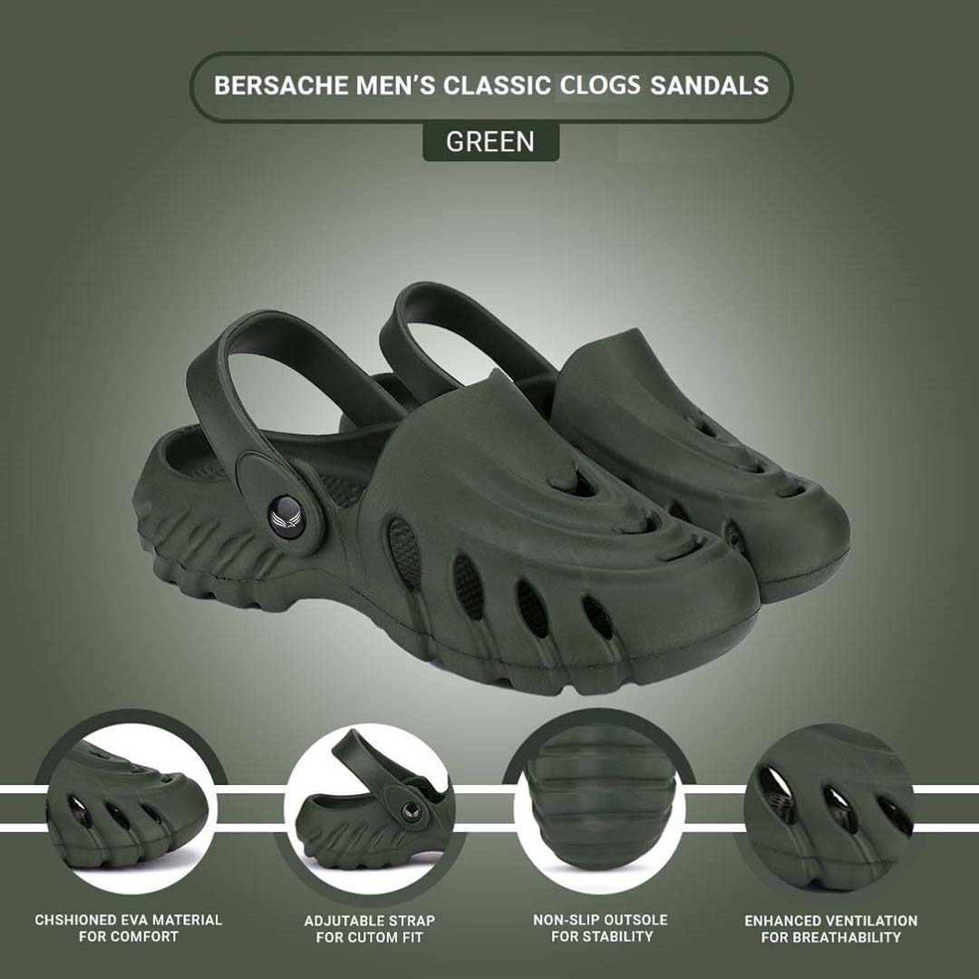 Bersache Extra Soft Classic Casual with Back Strap Regular wear with Ultra Soft & Flexibility Technology Flip-Flop for Men's/ Boy's Green-6009