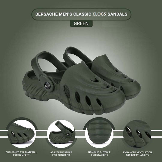 Bersache Extra Soft Classic Casual with Back Strap Regular wear with Ultra Soft & Flexibility Technology Flip-Flop for Men's/ Boy's Green-6009