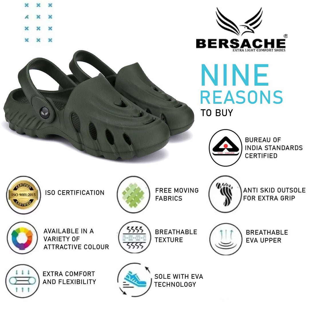 Bersache Extra Soft Classic Casual with Back Strap Regular wear with Ultra Soft & Flexibility Technology Flip-Flop for Men's/ Boy's Green-6009