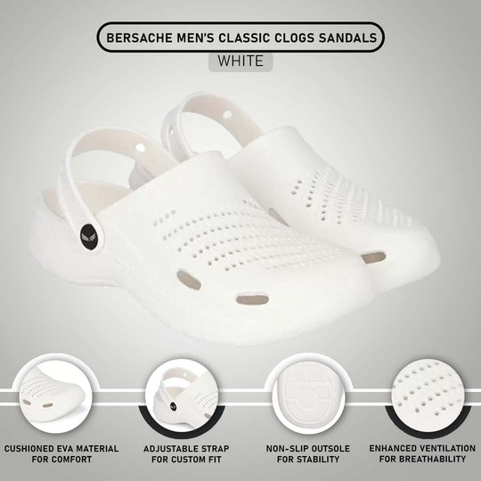 Bersache Extra Soft Classic Casual with  Regular wear with Ultra Soft & Flexibility Technology Clogs for Men's & Boy's White-6010