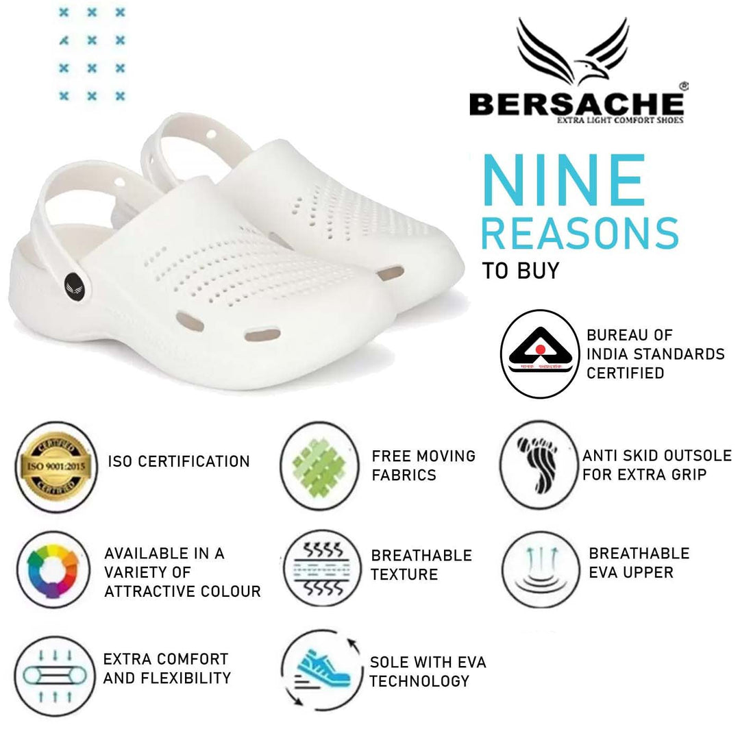 Bersache Extra Soft Classic Casual with  Regular wear with Ultra Soft & Flexibility Technology Clogs for Men's & Boy's White-6010