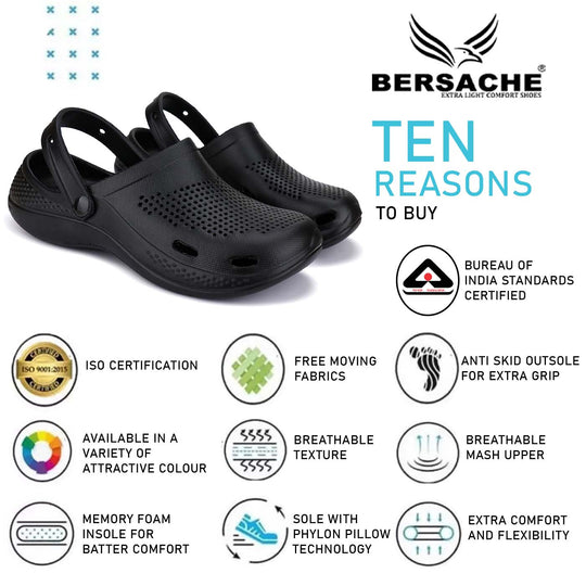 Bersache Extra Soft Classic Casual with Back Strap Regular wear with Ultra Soft & Flexibility Technology Flip-Flop for Men's/ boy,s - 6011 (Black)