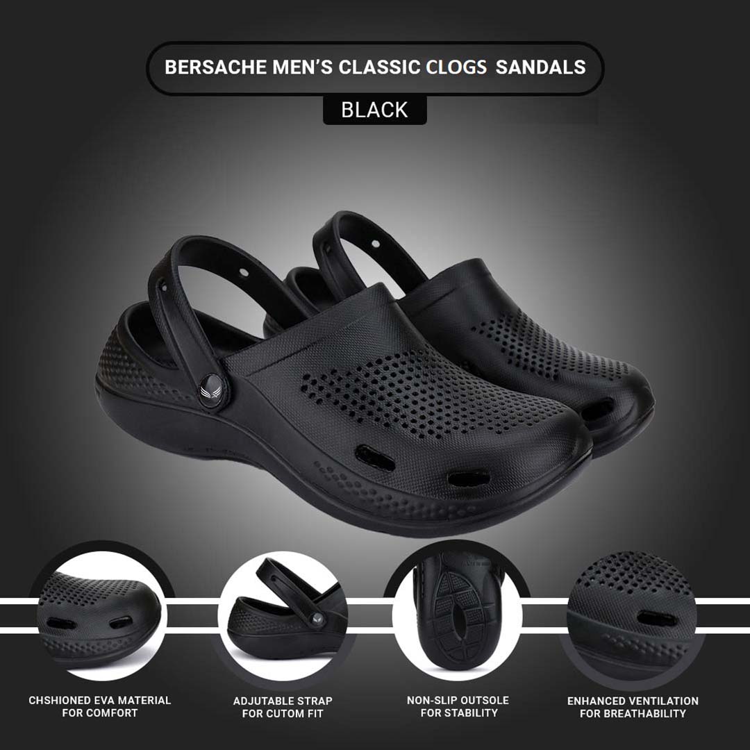 Bersache Extra Soft Classic Casual with Back Strap Regular wear with Ultra Soft & Flexibility Technology Flip-Flop for Men's/ Boy's Black-6011