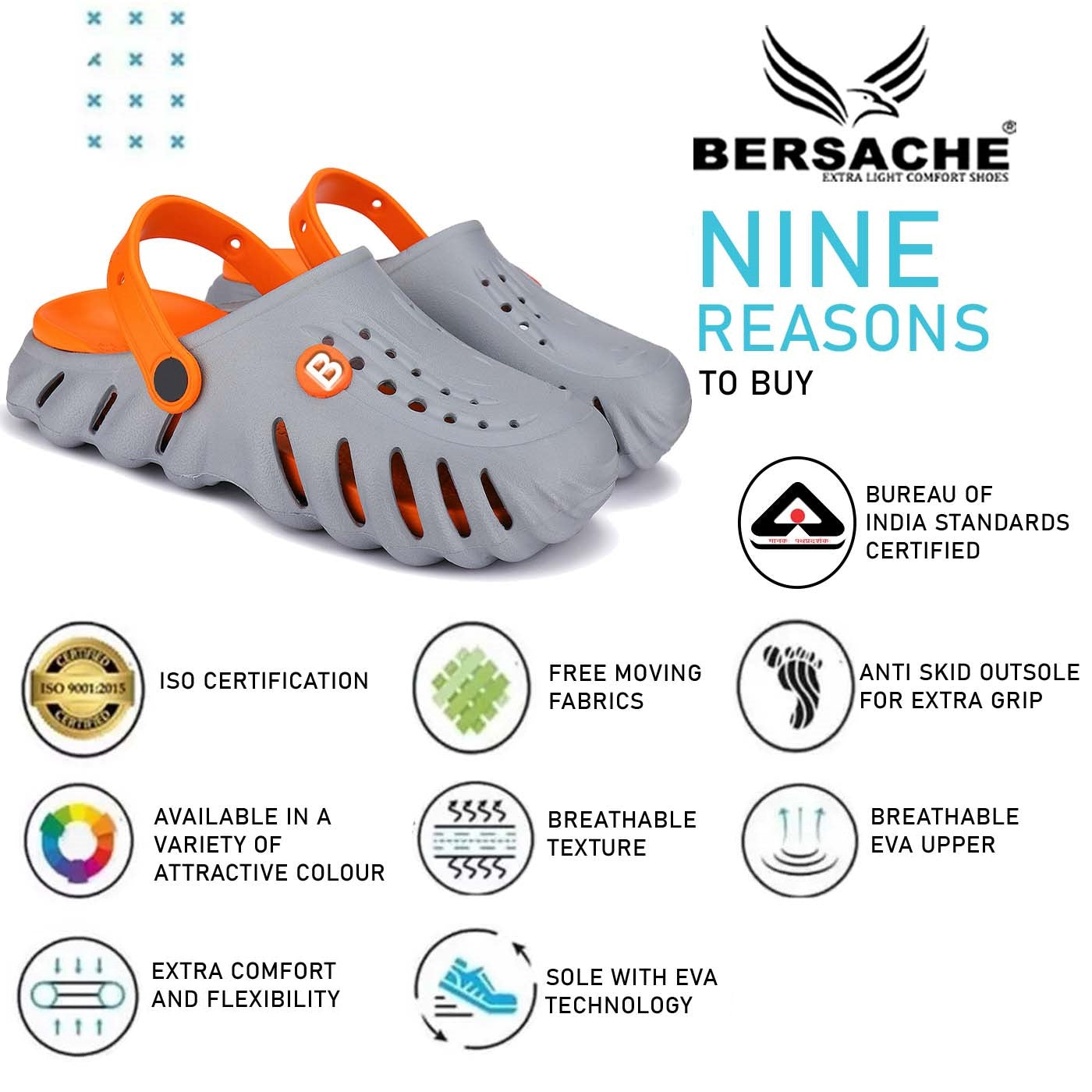 Bersache Extra Soft Classic Casual CHAPPAL with  Regular wear with Ultra Soft & Flexibility Technology Clog's for Kids's - Gray -6027.