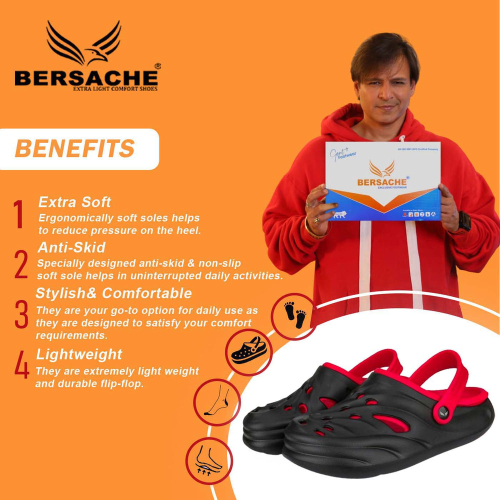 Bersache Extra Soft Classic Casual with Back Strap Regular wear with Ultra Soft & Flexibility Technology Flip-Flop for Men's/ Boy's -(Red-6029)