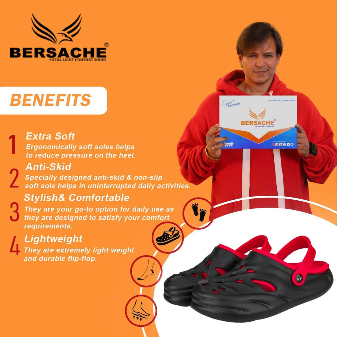 Bersache Extra Soft Classic Casual with Back Strap Regular wear with Ultra Soft & Flexibility Technology Flip-Flop for Men's/ Boy's -(Red-6029)