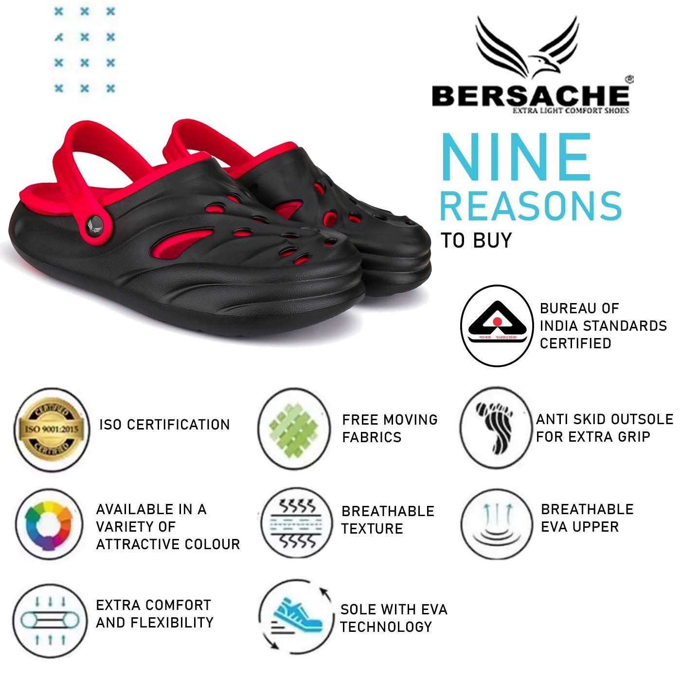 Bersache Extra Soft Classic Casual with  Regular wear with Ultra Soft & Flexibility Technology Clogs for Men's & Boy's (Red-6029)