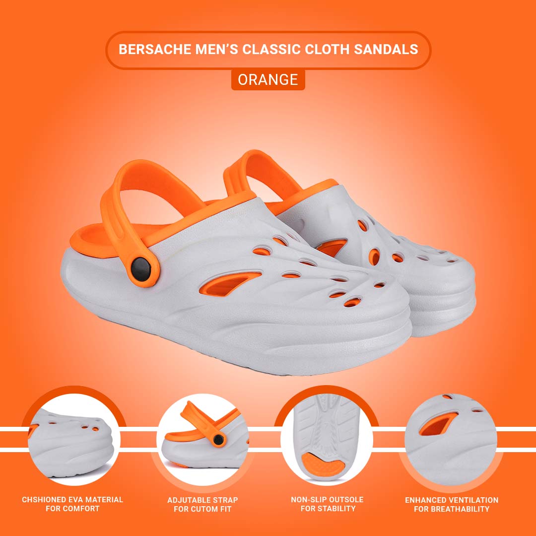 Bersache Extra Soft Classic Casual with  Regular wear with Ultra Soft & Flexibility Technology Clogs for Men's & Boy's 6030-Orange