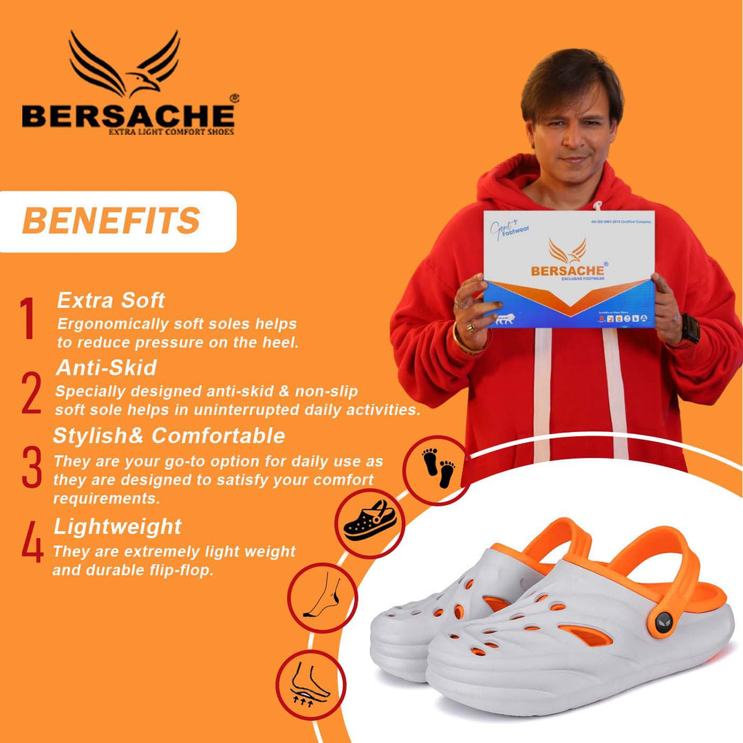 Bersache Extra Soft Classic Casual with Back Strap Regular wear with Ultra Soft & Flexibility Technology Flip-Flop for Men's/ boy,s -(6030-Orange)