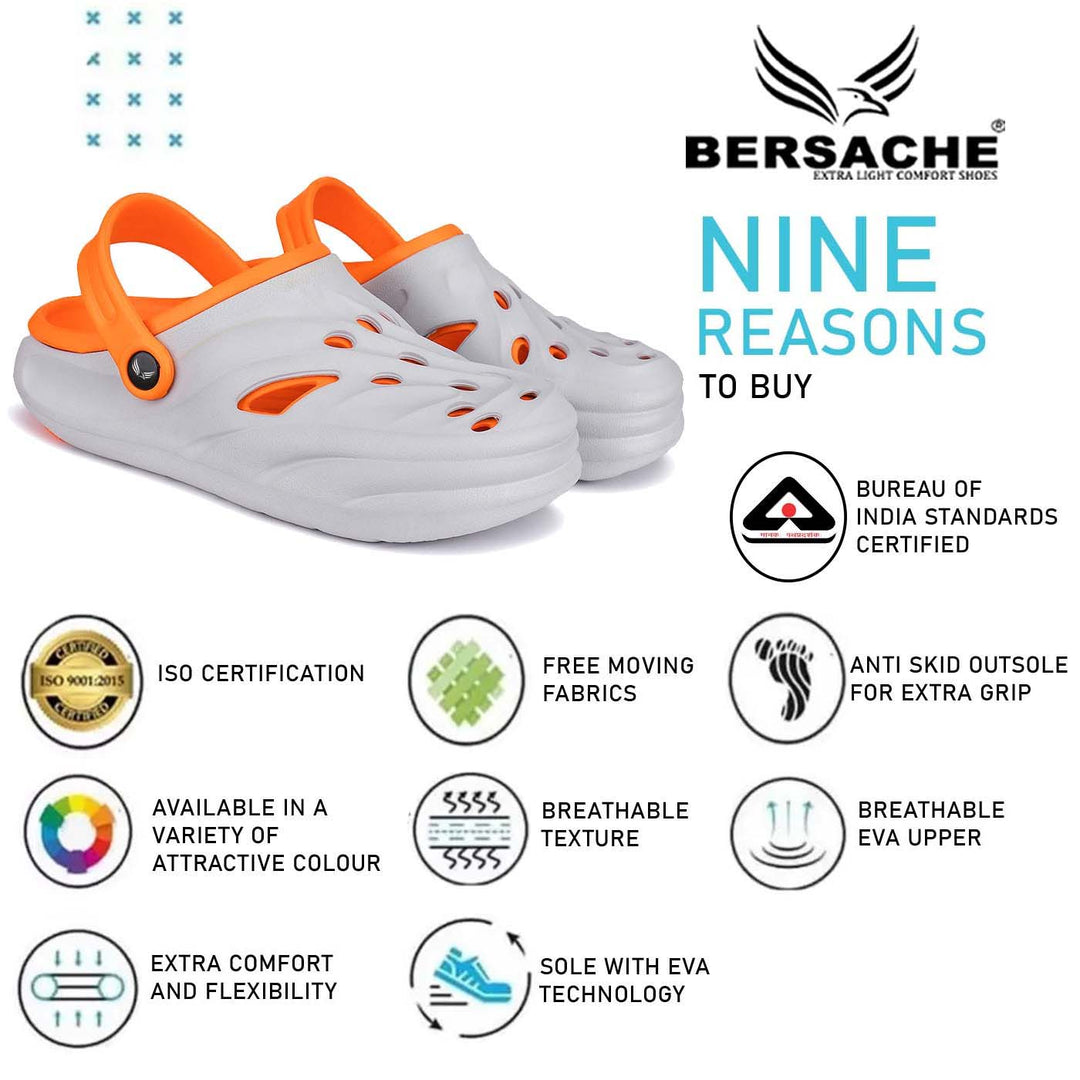 Bersache Extra Soft Classic Casual with  Regular wear with Ultra Soft & Flexibility Technology Clogs for Men's & Boy's  Orange 6030
