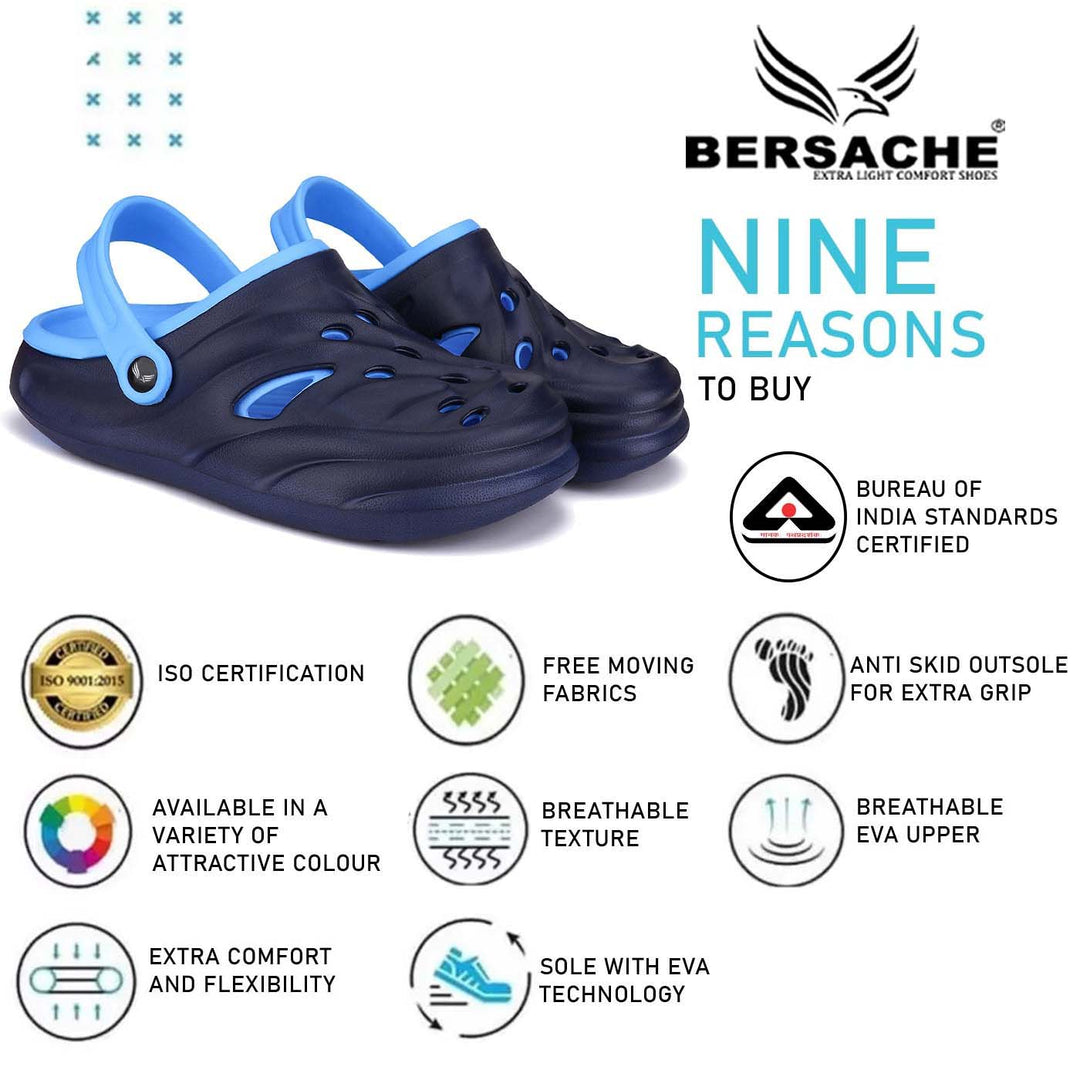 Bersache Extra Soft Classic Casual with  Regular wear with Ultra Soft & Flexibility Technology Clogs for Men's & Boy's -Navy-6031