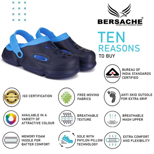 Bersache Extra Soft Classic Casual with Back Strap Regular wear with Ultra Soft & Flexibility Technology Flip-Flop for Men's/ boy,s - 6033 (Blue)