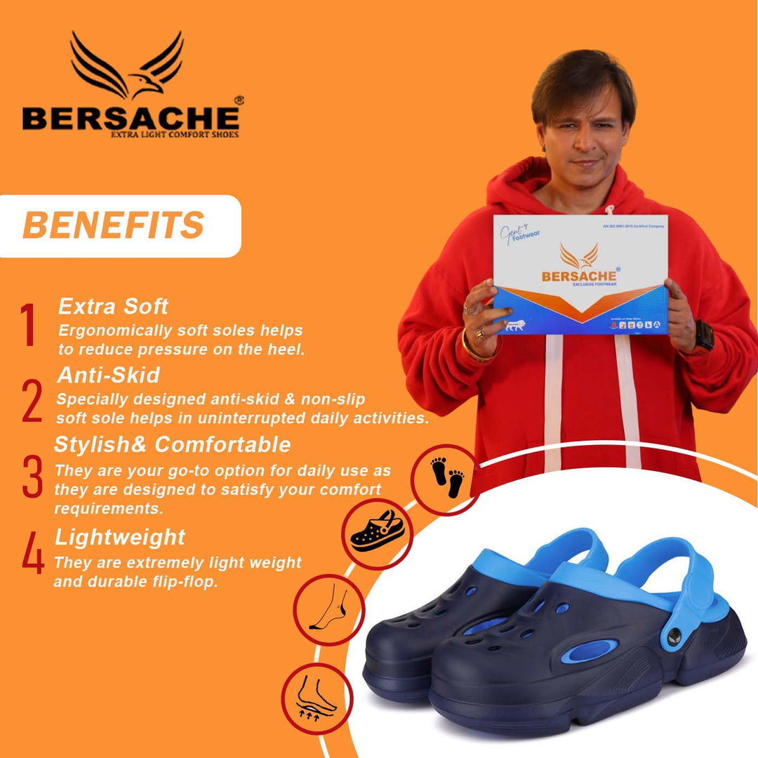 Bersache Extra Soft Classic Casual with Back Strap Regular wear with Ultra Soft & Flexibility Technology Flip-Flop for Men's/ Boy's -Blue 6033