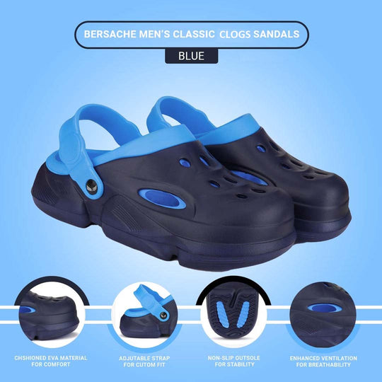 Bersache Extra Soft Classic Casual with  Regular wear with Ultra Soft & Flexibility Technology Clogs for Men's & Boy's -Blue  6033