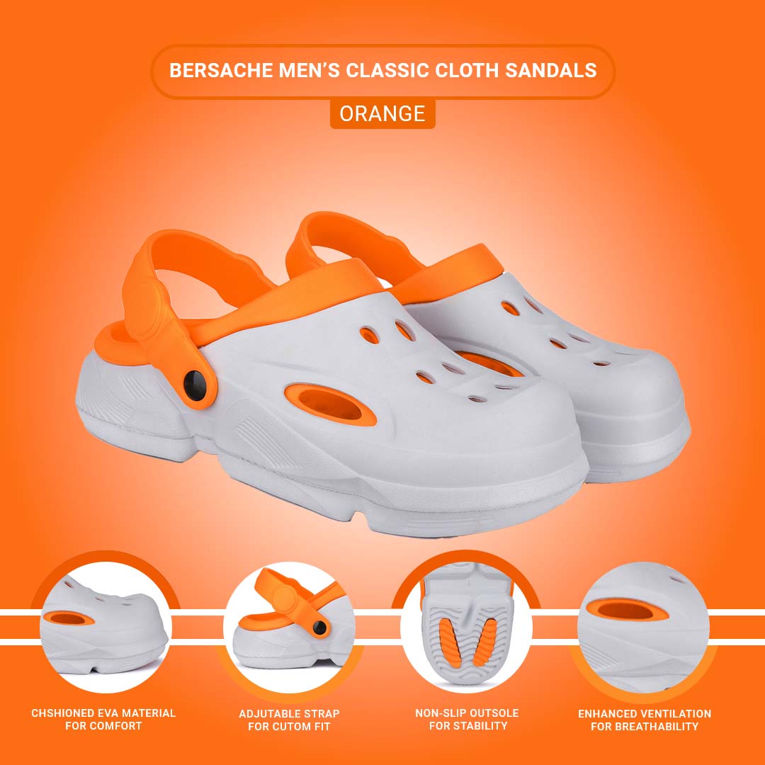 Bersache Extra Soft Classic Casual with  Regular wear with Ultra Soft & Flexibility Technology Clogs for Men's & Boy's 6034-Orange