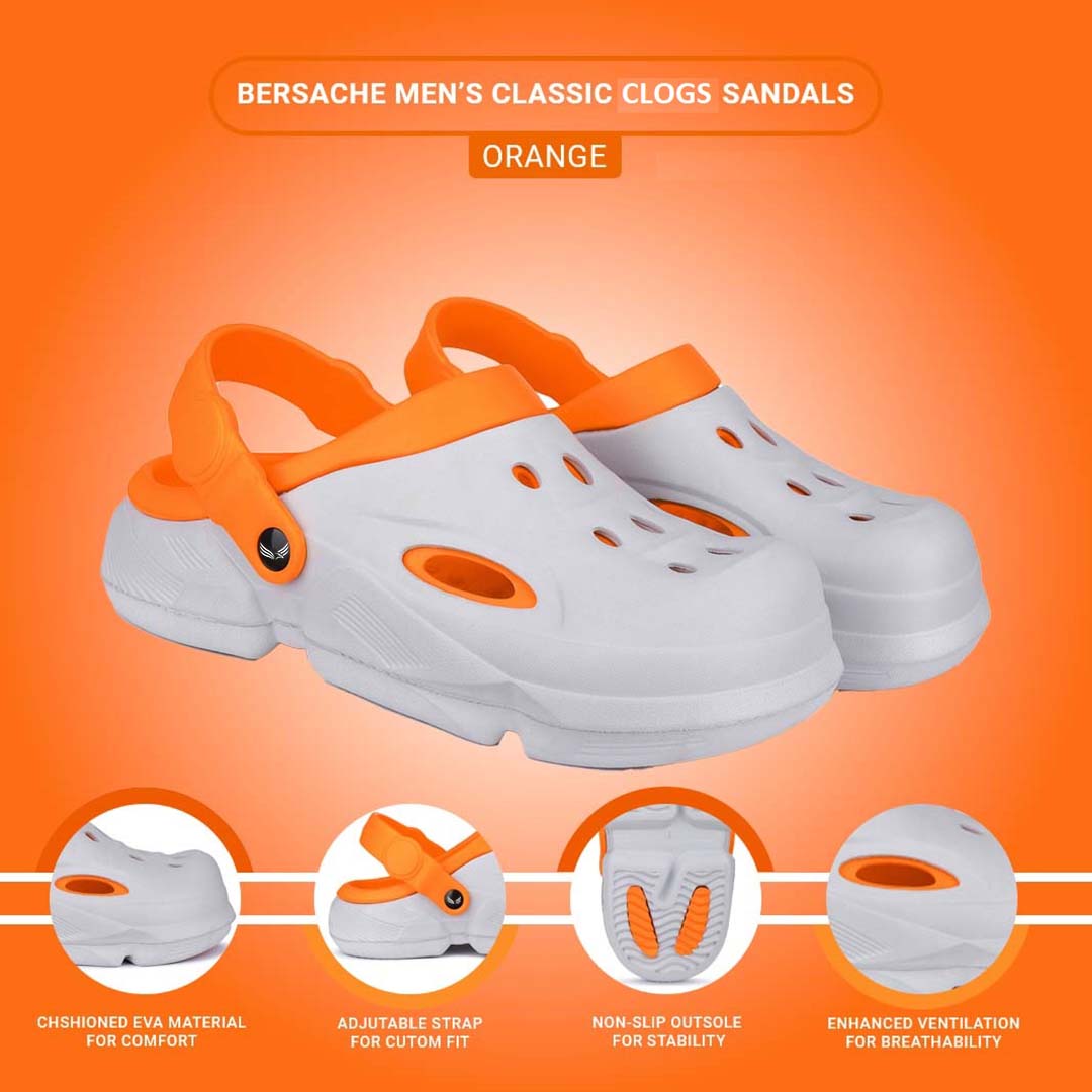 Bersache Extra Soft Classic Casual with Back Strap Regular wear with Ultra Soft & Flexibility Technology Flip-Flop for Men's/ Boy's - Orange-6034