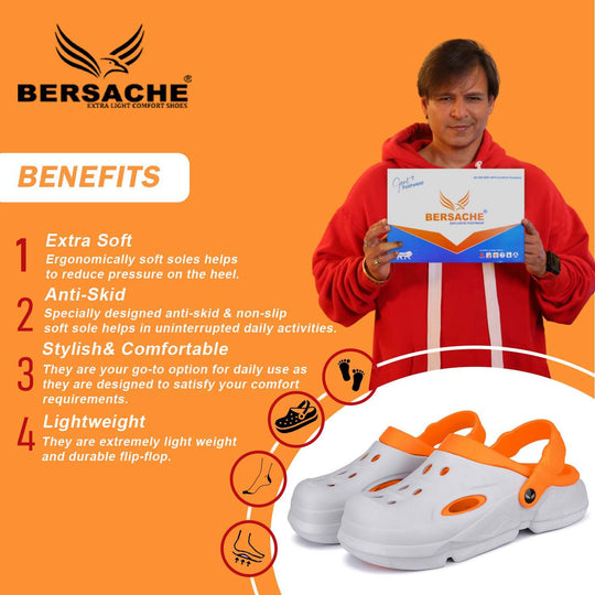 Bersache Extra Soft Classic Casual with Back Strap Regular wear with Ultra Soft & Flexibility Technology Flip-Flop for Men's/ Boy's - Orange-6034