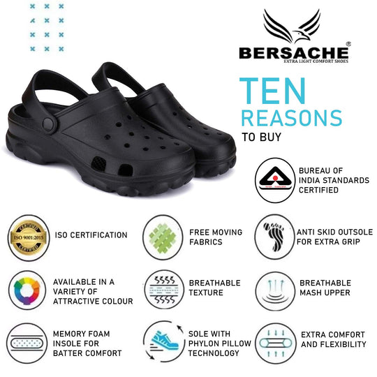 Bersache Extra Soft Classic Casual with Back Strap Regular wear with Ultra Soft & Flexibility Technology Flip-Flop for Men's/ boy,s - 6037 (Black)