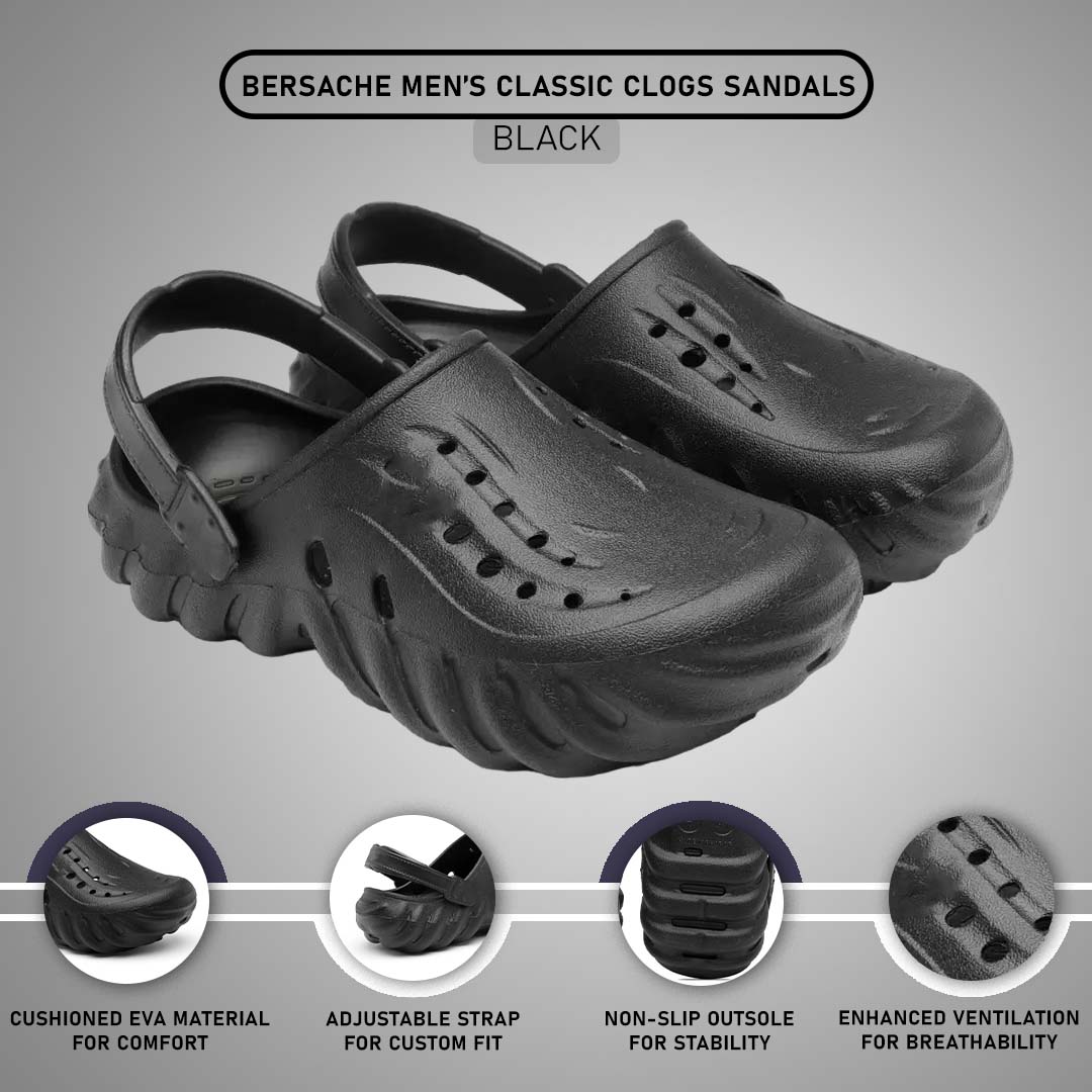 Bersache Extra Soft Classic Casual with Back Strap Regular wear with Ultra Soft & Flexibility Technology Flip-Flop for Men's/ boy,s - 6039 (Black)