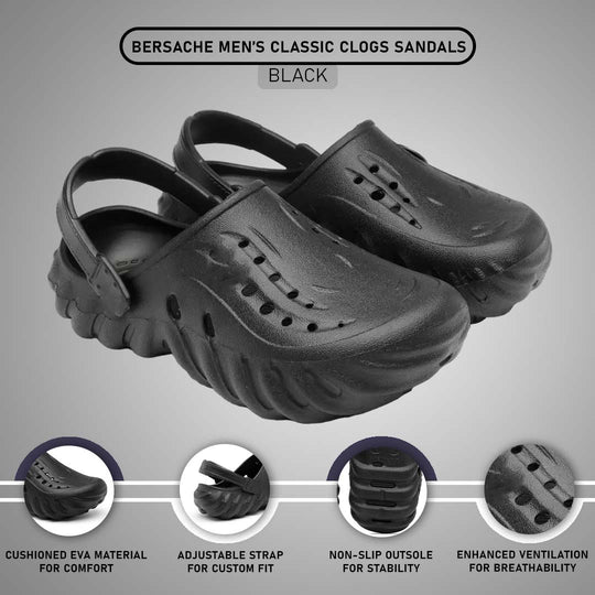 Bersache Extra Soft Classic Casual with Back Strap Regular wear with Ultra Soft & Flexibility Technology Flip-Flop for Men's/ boy,s - 6039 (Black)