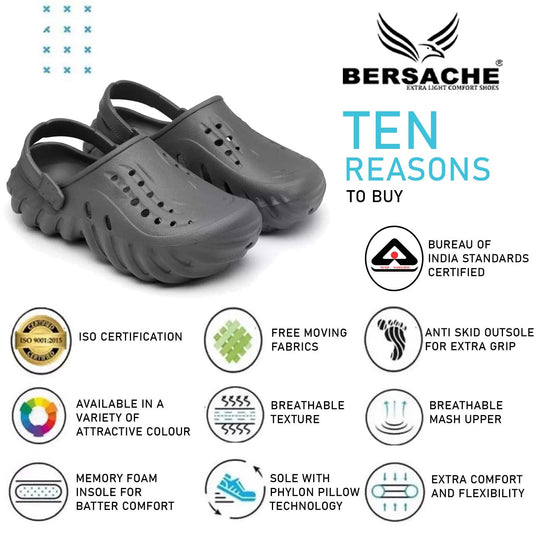 Bersache Extra Soft Classic Casual with Back Strap Regular wear with Ultra Soft & Flexibility Technology Flip-Flop for Men's/ boy,s - 6040 (Grey)