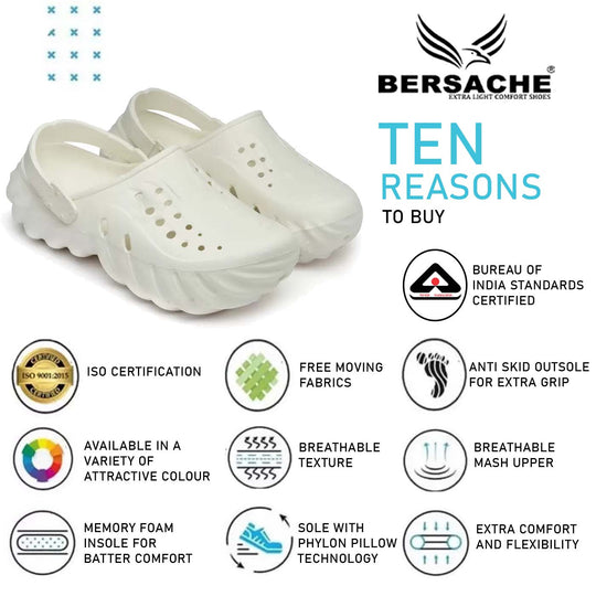 Bersache Extra Soft Classic Casual with Back Strap Regular wear with Ultra Soft & Flexibility Technology Flip-Flop for Men's/ boy,s - 6041 (White)