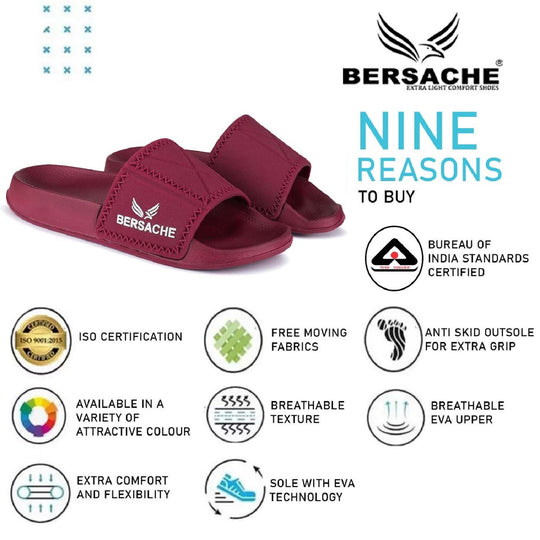 Bersache Extra Soft Classic Casual with Back Strap Regular wear with Ultra Soft & Flexibility Technology Flip-Flop for Men's/ boy,s - 6043 (Red)