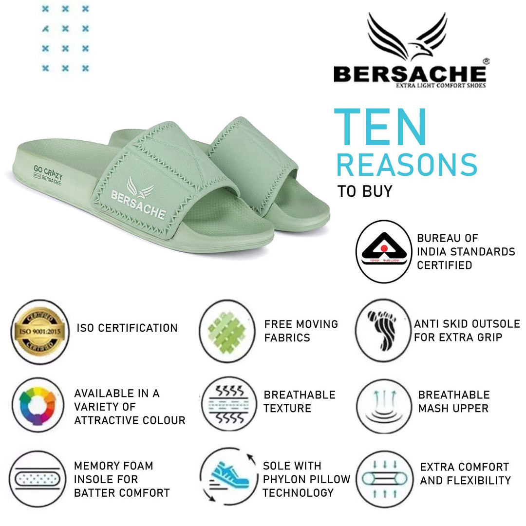 Bersache Extra Soft Classic Casual with Back Strap Regular wear with Ultra Soft & Flexibility Technology Flip-Flop for Men's/ boy,s - 6044 (Green)