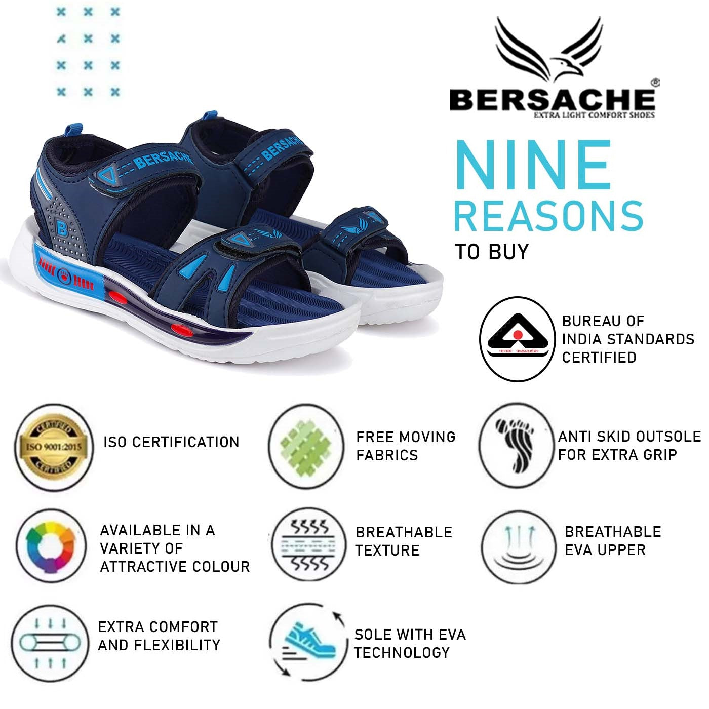 Bersache Extra Soft Classic Casual CHAPPAL with  Regular wear with Ultra Soft & Flexibility Technology Clog's for Kids's - Blue -6046.
