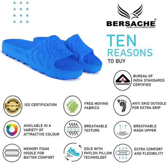 Bersache Extra Soft Classic Casual with Back Strap Regular wear with Ultra Soft & Flexibility Technology Flip-Flop for Men's/ Boy's 6048-Blue