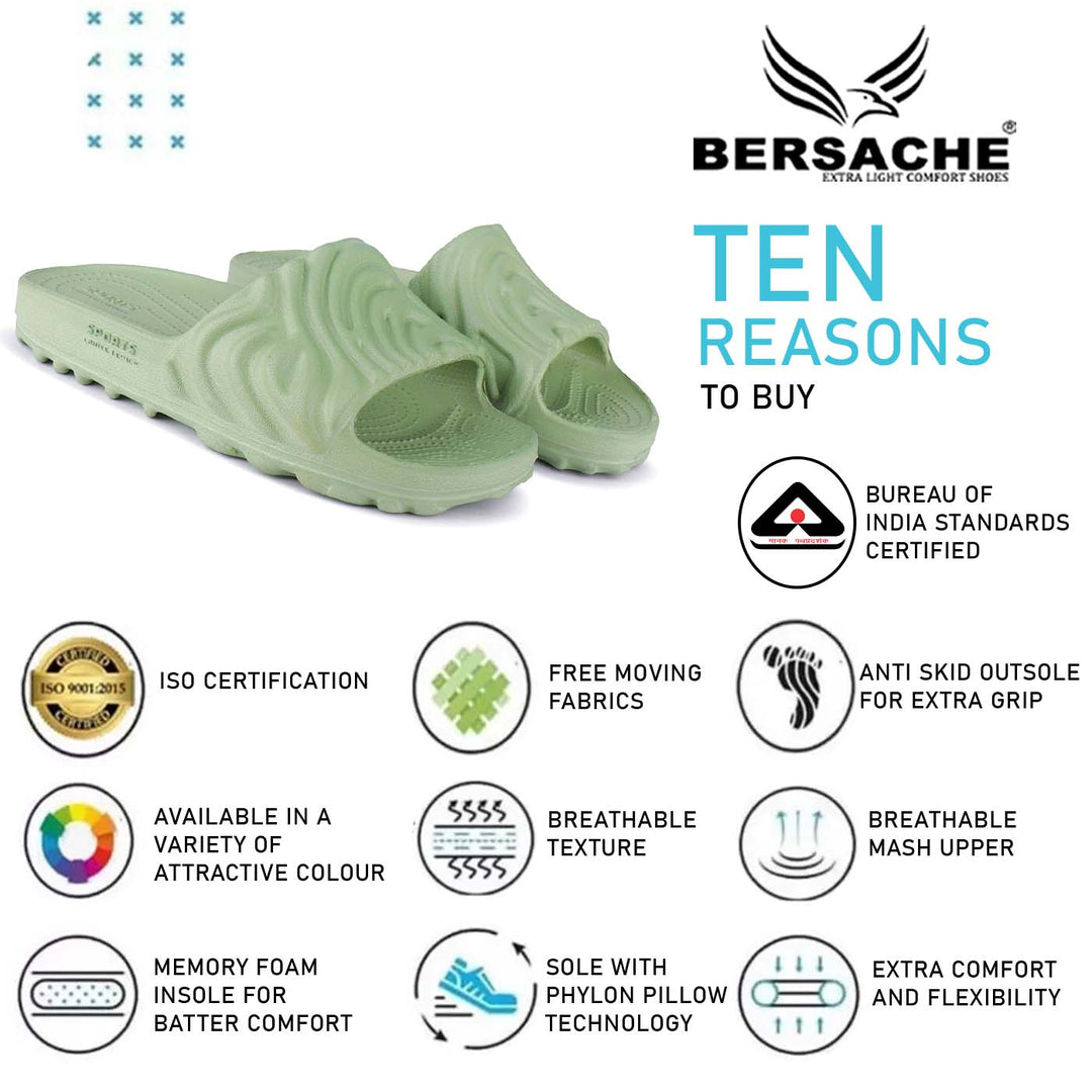 Bersache Extra Soft Classic Casual with Back Strap Regular wear with Ultra Soft & Flexibility Technology Flip-Flop for Men's/ Boy's 6049-Green