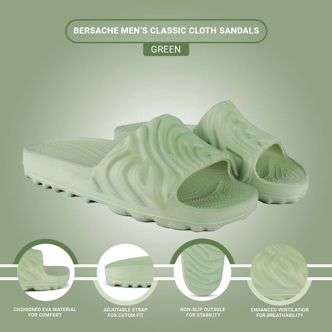 Bersache Extra Soft Classic Casual with  Regular wear with Ultra Soft & Flexibility Technology Clogs for Men's & Boy's 6049-Green