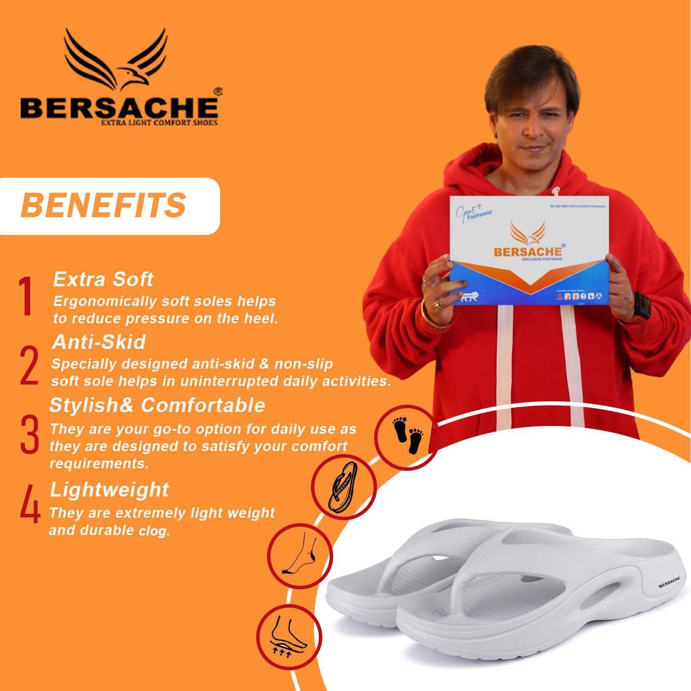 Bersache Extra Soft Classic Casual with  Regular wear with Ultra Soft & Flexibility Technology Clogs for Men's & Boy's-Grey-6057.
