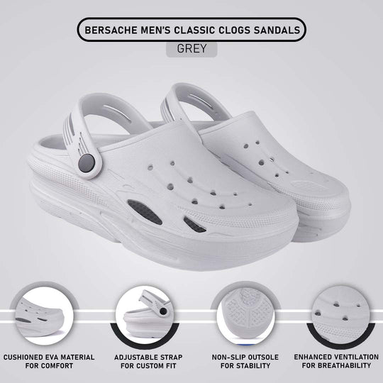 Bersache Extra Soft Classic Casual with  Regular wear with Ultra Soft & Flexibility Technology Clogs for Men's & Boy's 6058-white