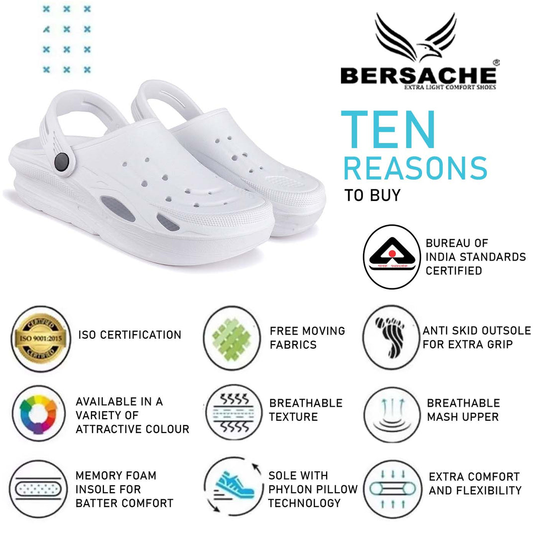 Bersache Extra Soft Classic Casual with Back Strap Regular wear with Ultra Soft & Flexibility Technology Flip-Flop for Men's/ Boy's 6064-White