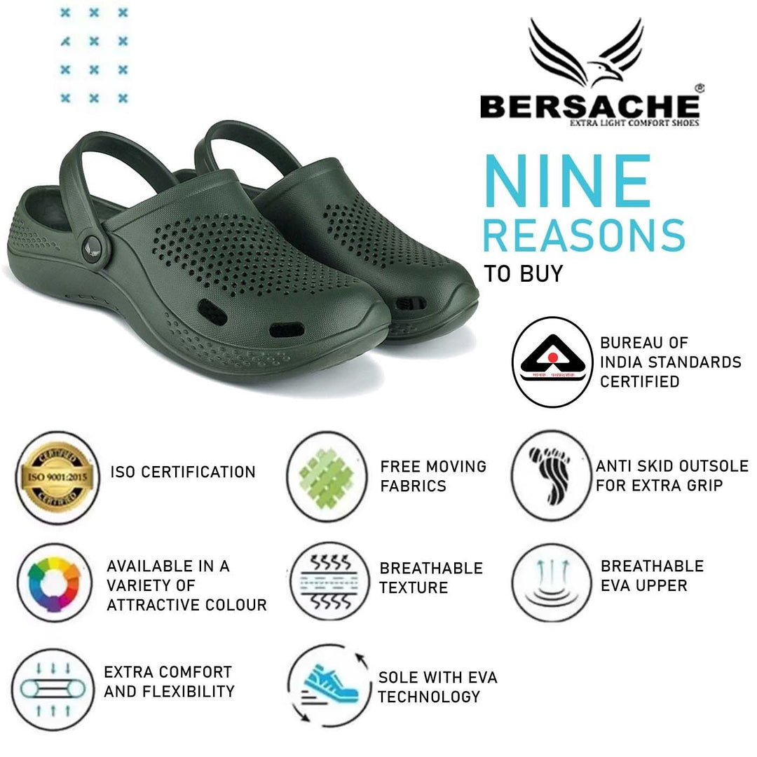 Bersache Extra Soft Classic Casual with Back Strap Regular wear with Ultra Soft & Flexibility Technology Flip-Flop for Men's/ Boy's -Green 6068