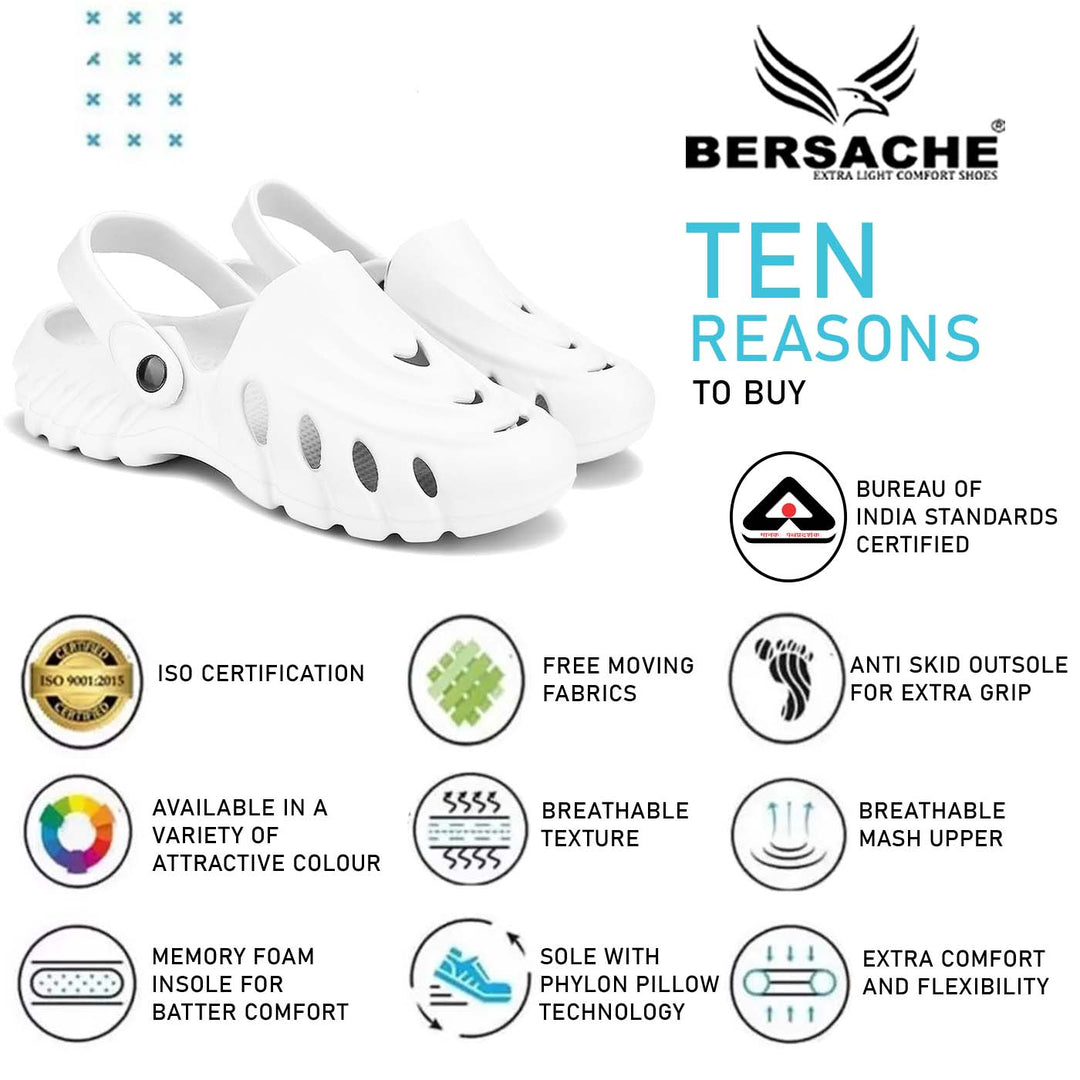 Bersache Extra Soft Classic Casual with Back Strap Regular wear with Ultra Soft & Flexibility Technology Flip-Flop for Men's/ Boy's 6069-White