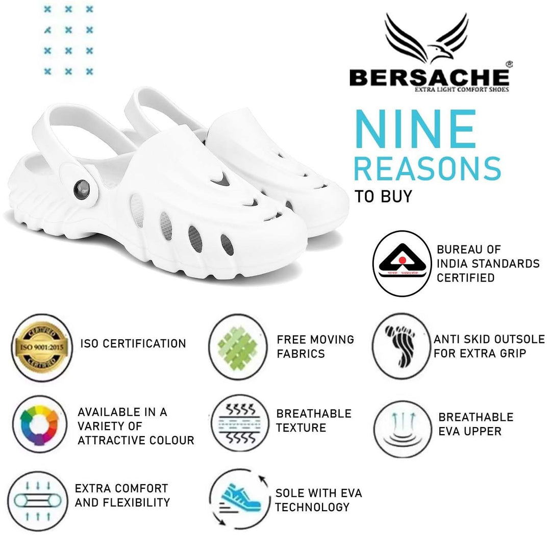 Bersache Extra Soft Classic Casual with Back Strap Regular wear with Ultra Soft & Flexibility Technology Flip-Flop for Men's/ Boy's-White-6069