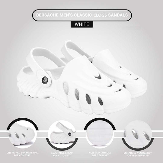 Bersache Extra Soft Classic Casual with Back Strap Regular wear with Ultra Soft & Flexibility Technology Flip-Flop for Men's/ Boy's-White-6069