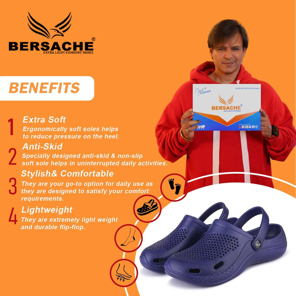 Bersache Extra Soft Classic Casual with Back Strap Regular wear with Ultra Soft & Flexibility Technology Flip-Flop for Men's/ Boy's-Blue-6071