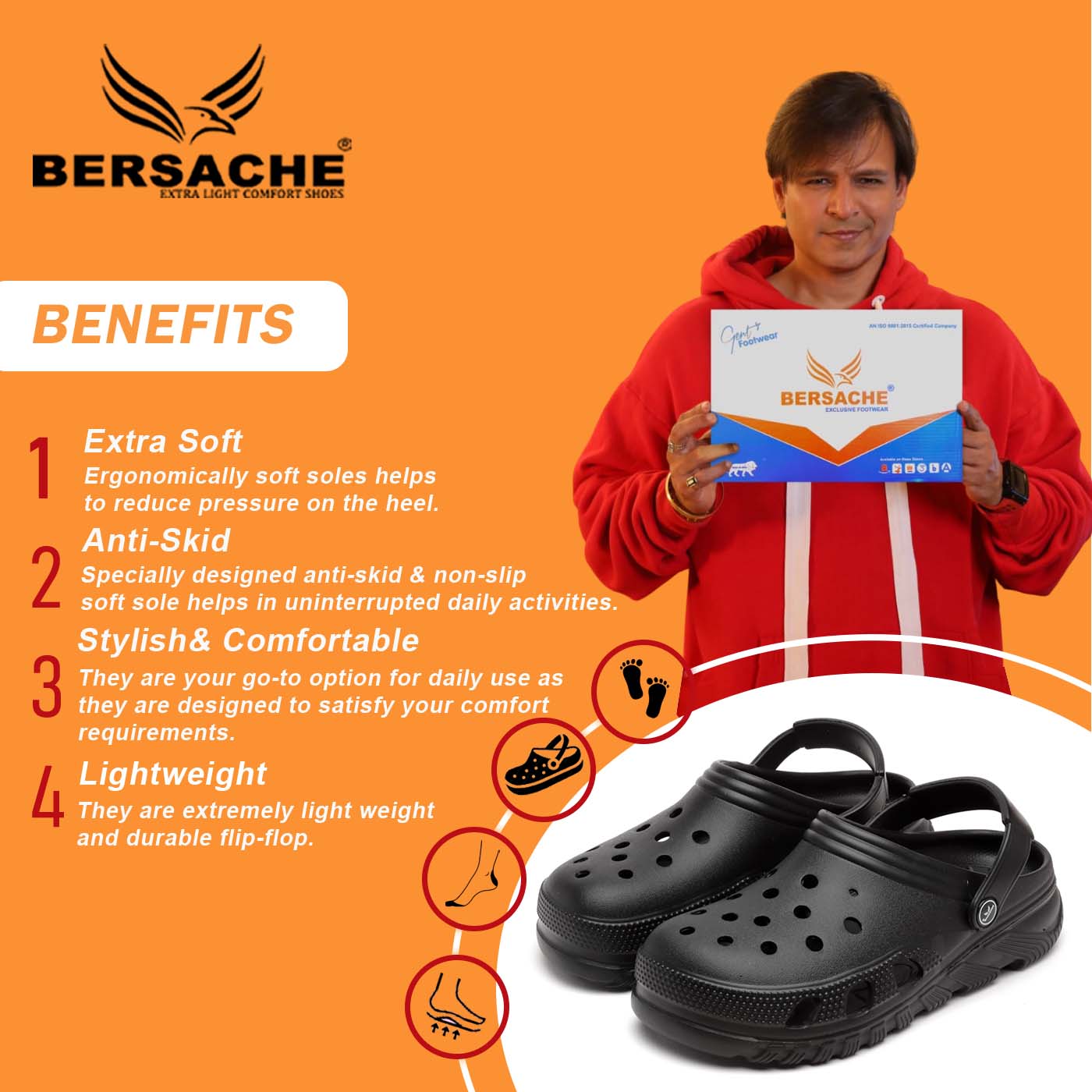 Bersache Extra Soft Classic Casual with  Regular wear with Ultra Soft & Flexibility Technology Flip Flop for Men's & Boy's-Black-6094