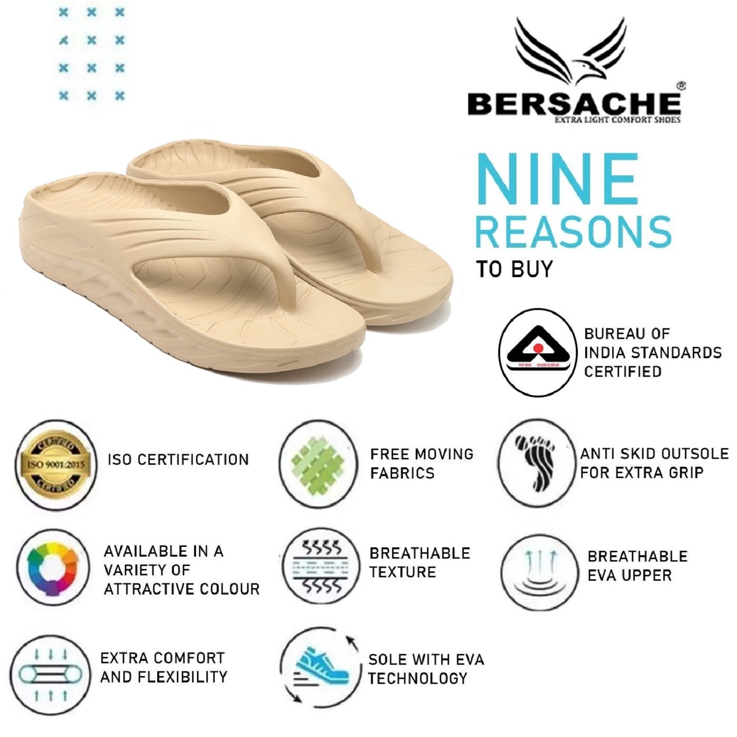 Bersache Extra Soft Classic Casual with  Regular wear with Ultra Soft & Flexibility Technology Flip Flop for Men's & Boy's -Beige-6095