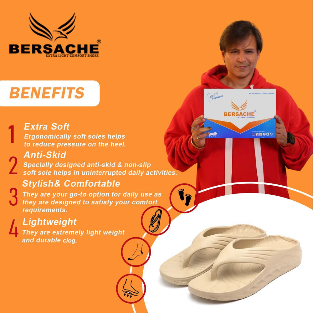 Bersache Extra Soft Classic Casual with  Regular wear with Ultra Soft & Flexibility Technology Clog's for Men's & Boy's (6095-Beige)