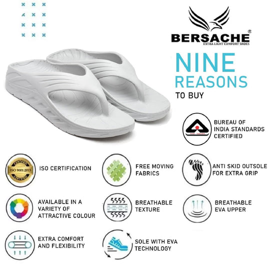 Bersache Extra Soft Classic Casual with  Regular wear with Ultra Soft & Flexibility Technology Flip Flop for Men's & Boy's-Grey-6096