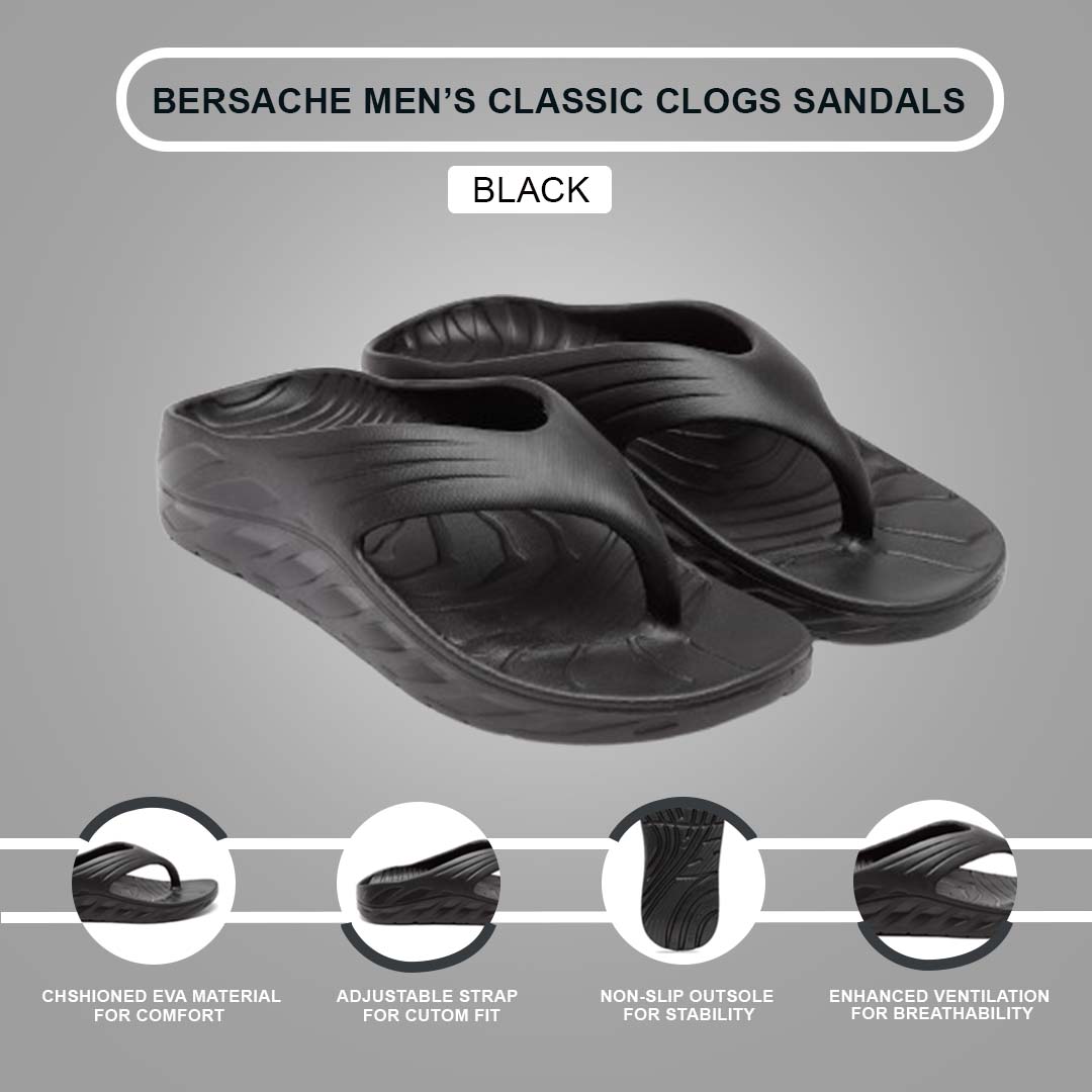 Bersache Extra Soft Classic Casual with  Regular wear with Ultra Soft & Flexibility Technology Clog's for Men's & Boy's (6097-Black)