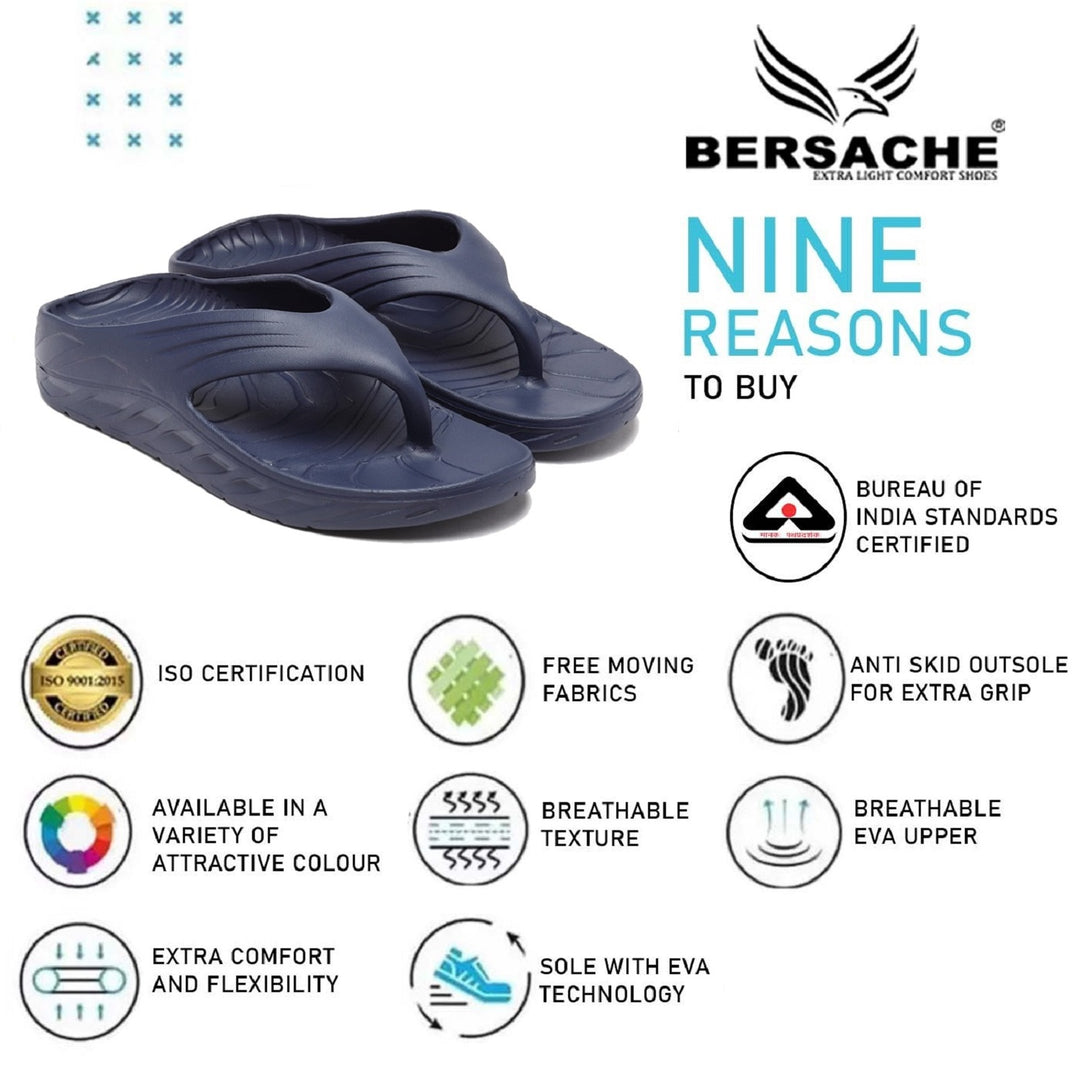 Bersache Extra Soft Classic Casual with  Regular wear with Ultra Soft & Flexibility Technology Flip Flop for Men's & Boy's -Blue-6098