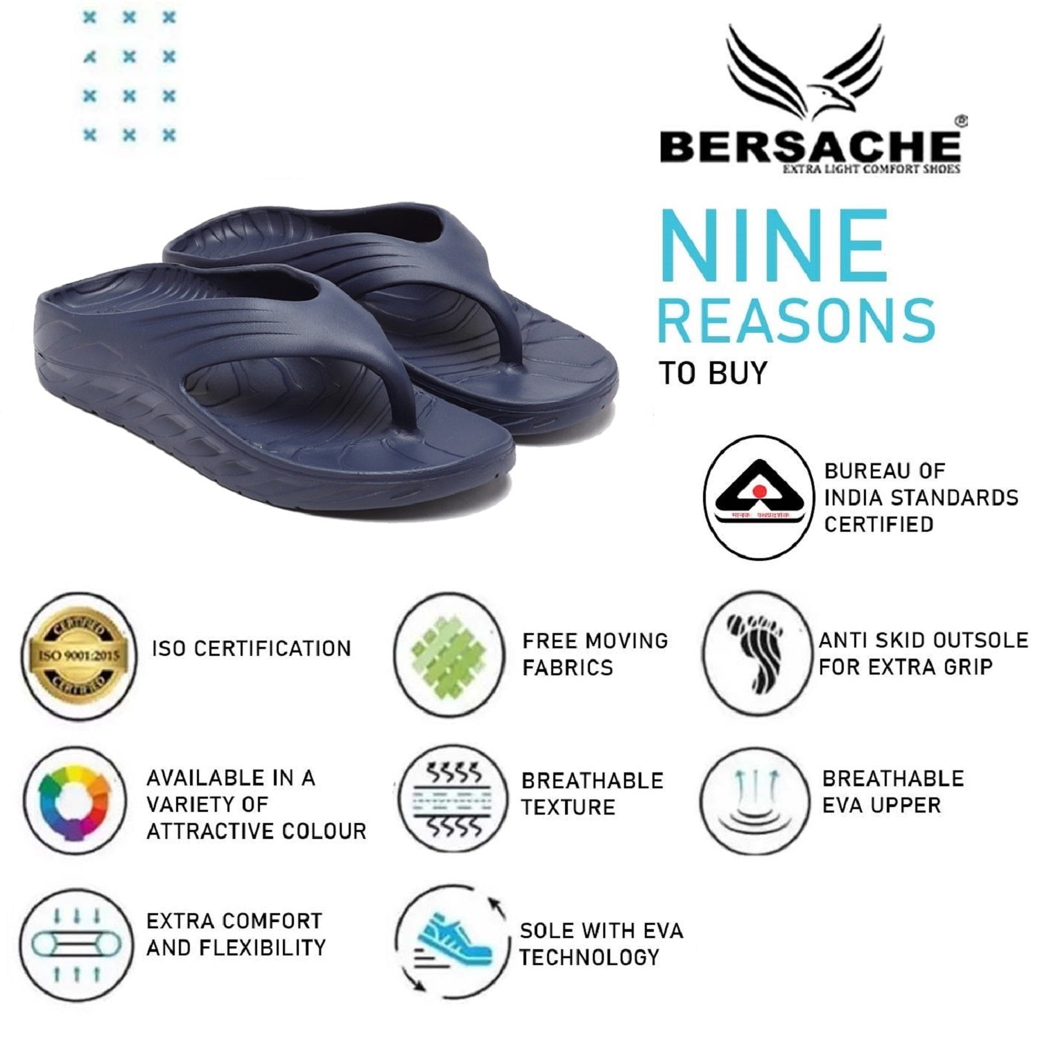 Bersache Extra Soft Classic Casual with  Regular wear with Ultra Soft & Flexibility Technology Flip Flop for Men's & Boy's -Blue-6098