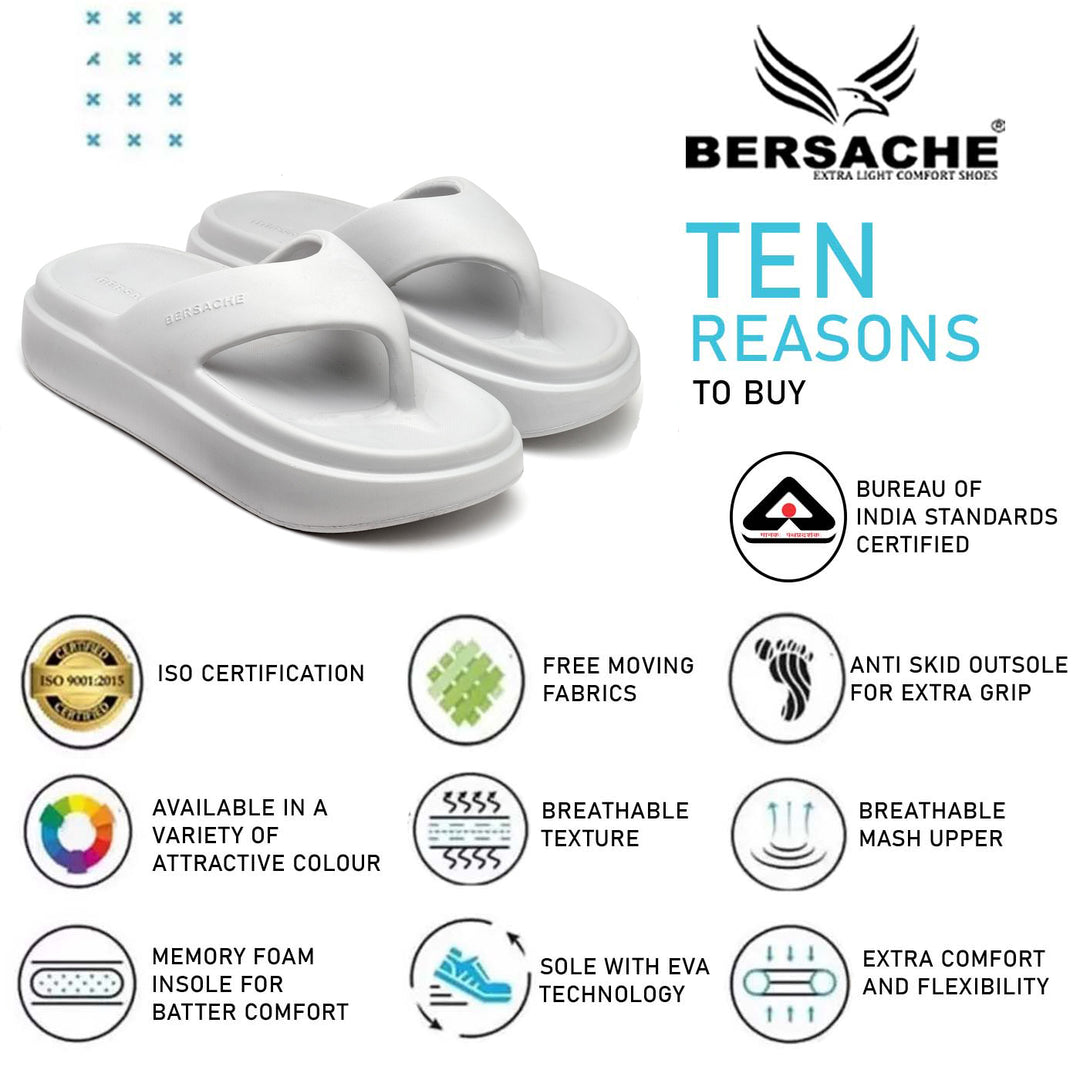 Bersache Extra Soft Classic Casual with  Regular wear with Ultra Soft & Flexibility Technology Flip Flop For women's/Girl's-(6108-White)