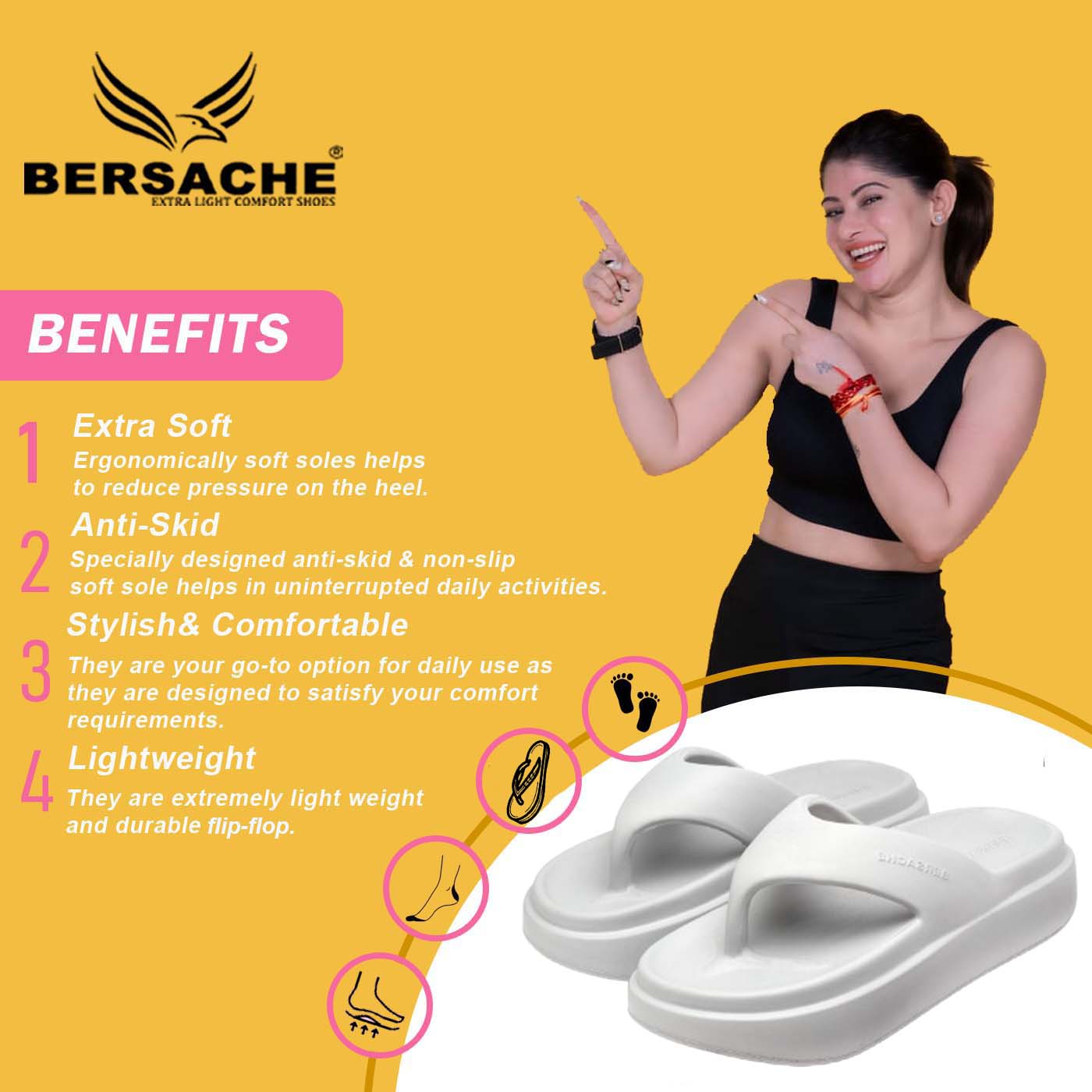 Bersache Extra Soft Classic Casual with  Regular wear with Ultra Soft & Flexibility Technology Slipper For women's/Girl's-(6108-White)