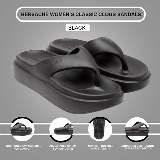 Bersache Extra Soft Classic Casual with  Regular wear with Ultra Soft & Flexibility Technology Clog For women's/Girl's-(6109-Black)